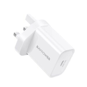 شاحن جداري راف باور بقوة 20 واط بتقنية بي دي – ابيض