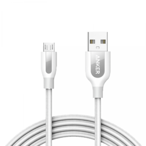 كيبل أنكر Micro USB مايكرو يو اس بي  قماش 1.80m 6ft – ابيض