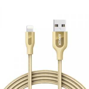 كيبل أنكر للأيفون بور لاين بلس قماش 1.80m / 6ft – ذهبي